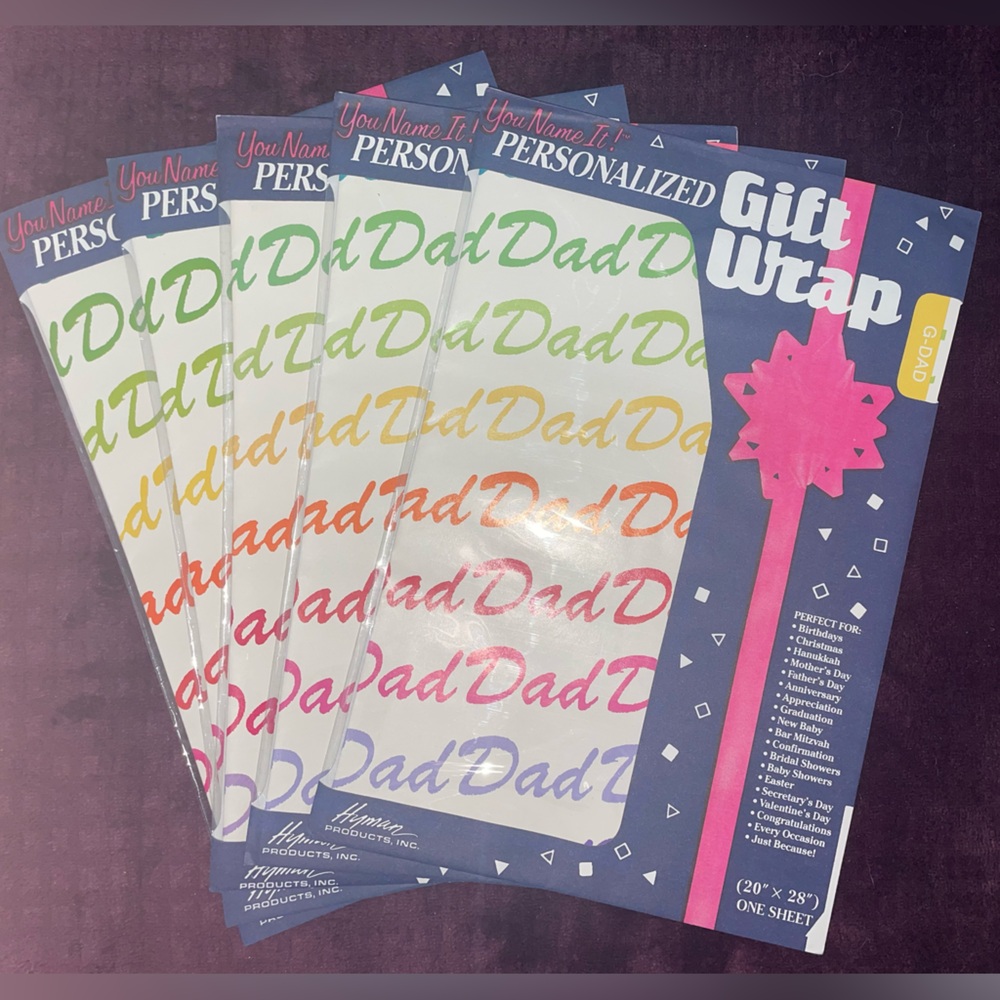 Vintage Unopened “Dad” Gift Wrap, Lot of 10.